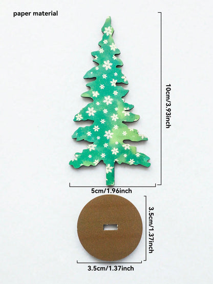 patterned Christmas tree tabletop decor - Snowflake Green / Small