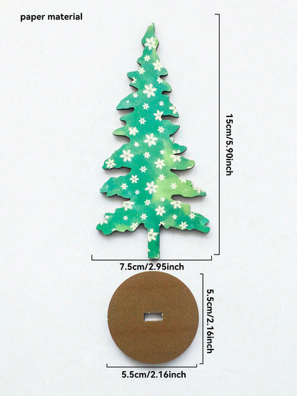 patterned Christmas tree tabletop decor - Snowflake Green / Medium