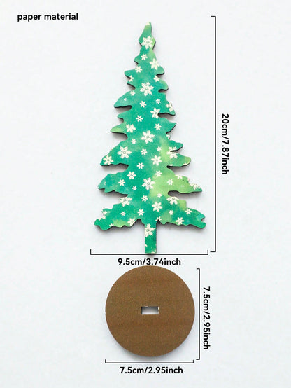 patterned Christmas tree tabletop decor - Snowflake Green / Large