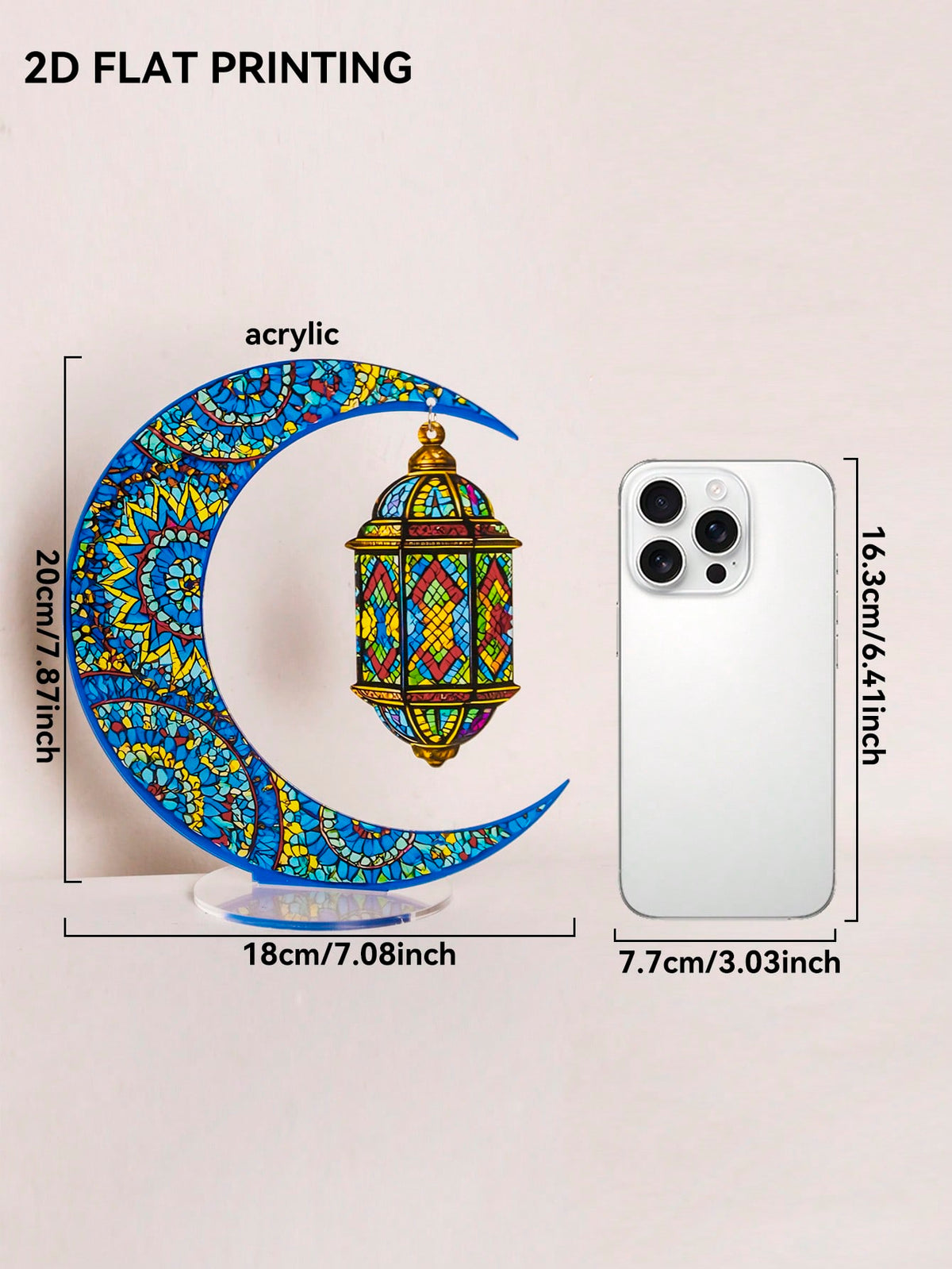 crescent moon and lantern acrylic tabletop decor - product photo