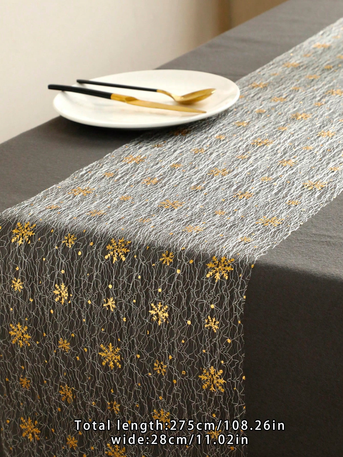 snowflake sheer table runner - Gold