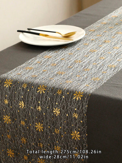 snowflake sheer table runner - Gold