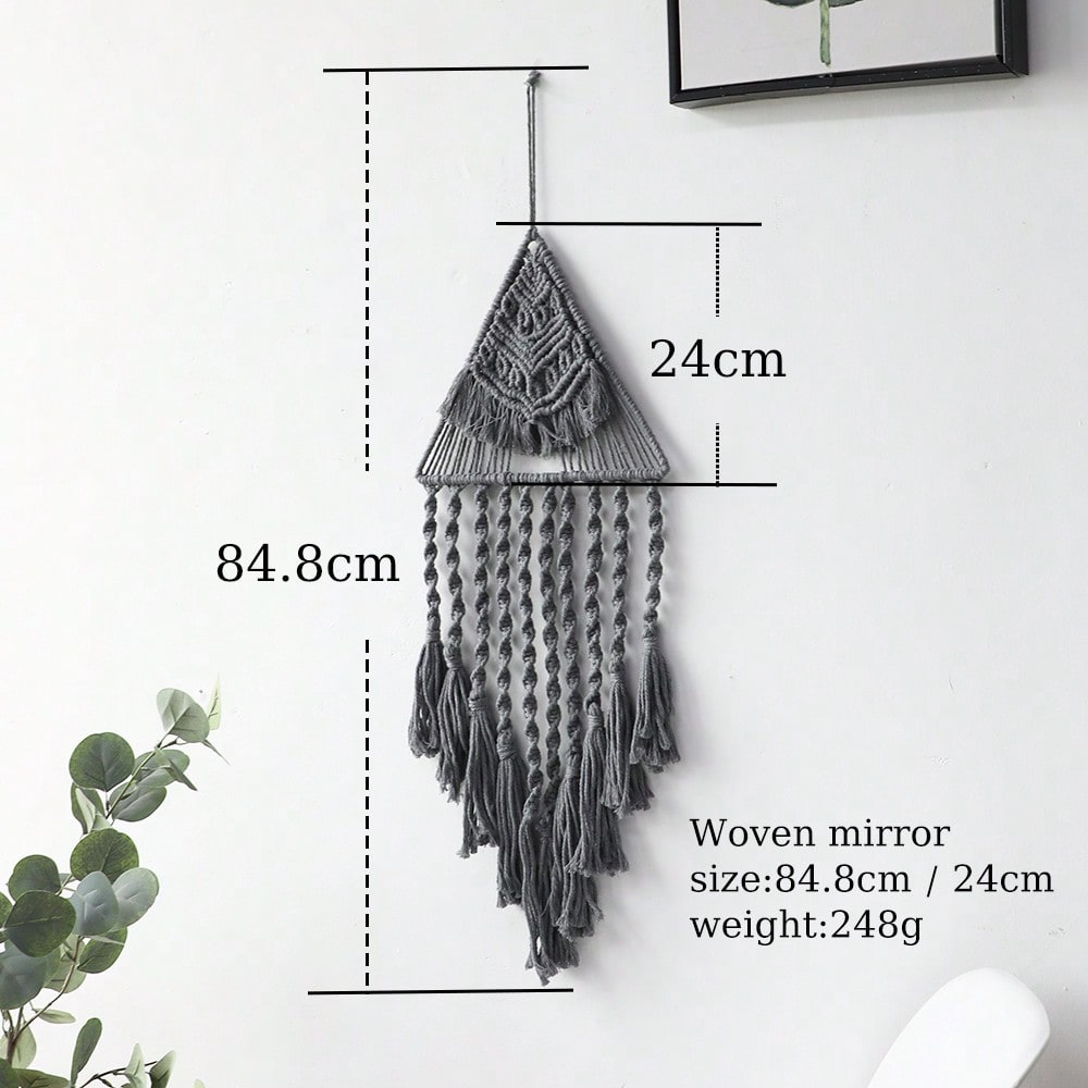 triangle macrame wall hanging - Gray