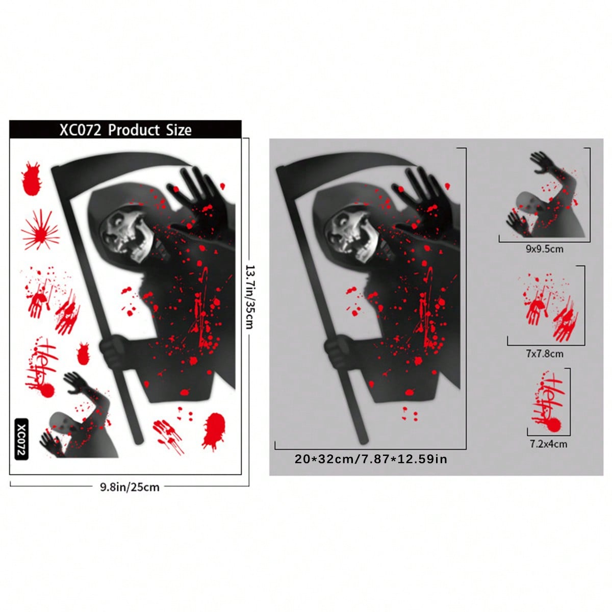 bloody handprint Halloween window clings - Design B option