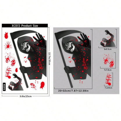 bloody handprint Halloween window clings - Design B option