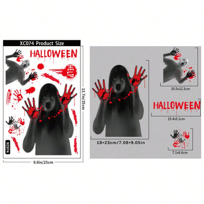 bloody handprint Halloween window clings - Design D option