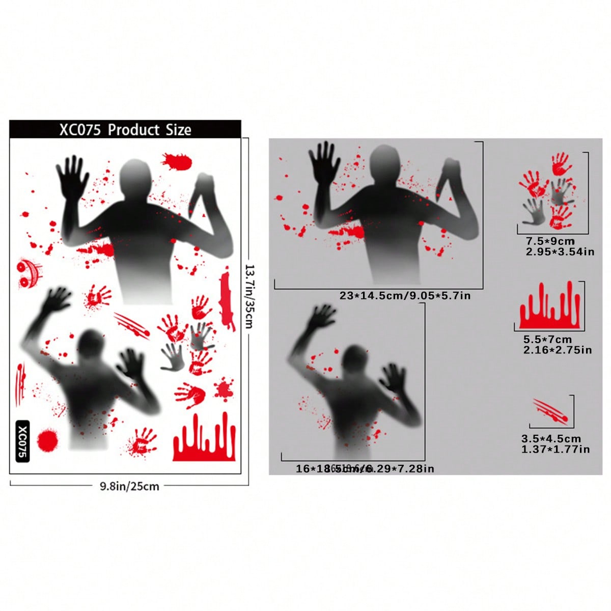 bloody handprint Halloween window clings - Design E option