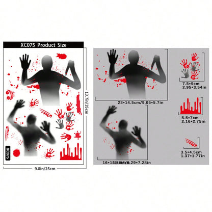 bloody handprint Halloween window clings - Design E option