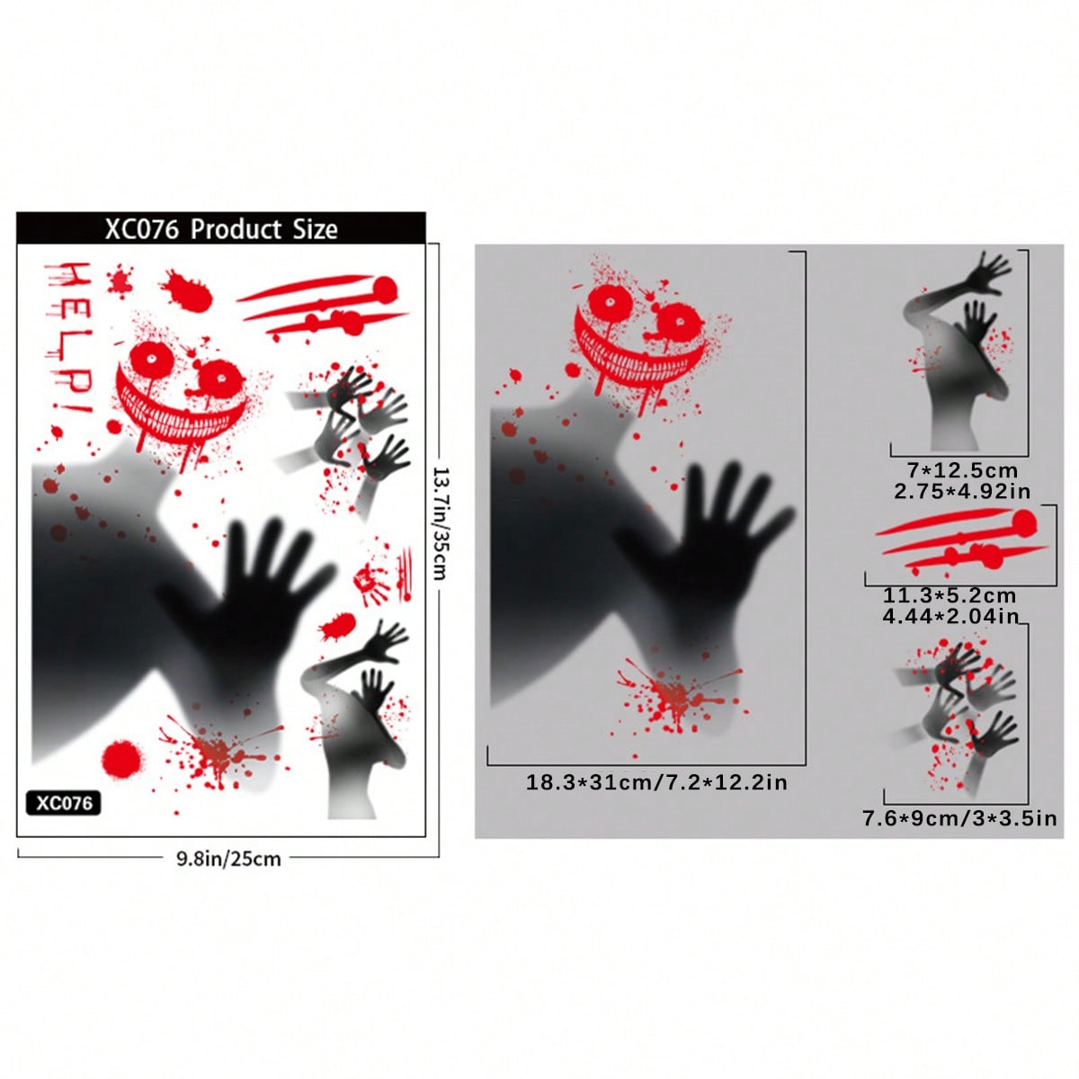 bloody handprint Halloween window clings - Design F option