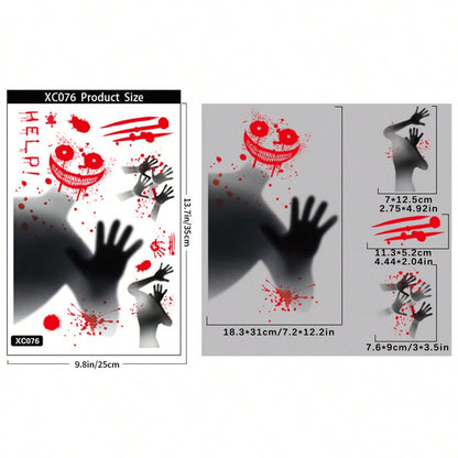 bloody handprint Halloween window clings - Design F option