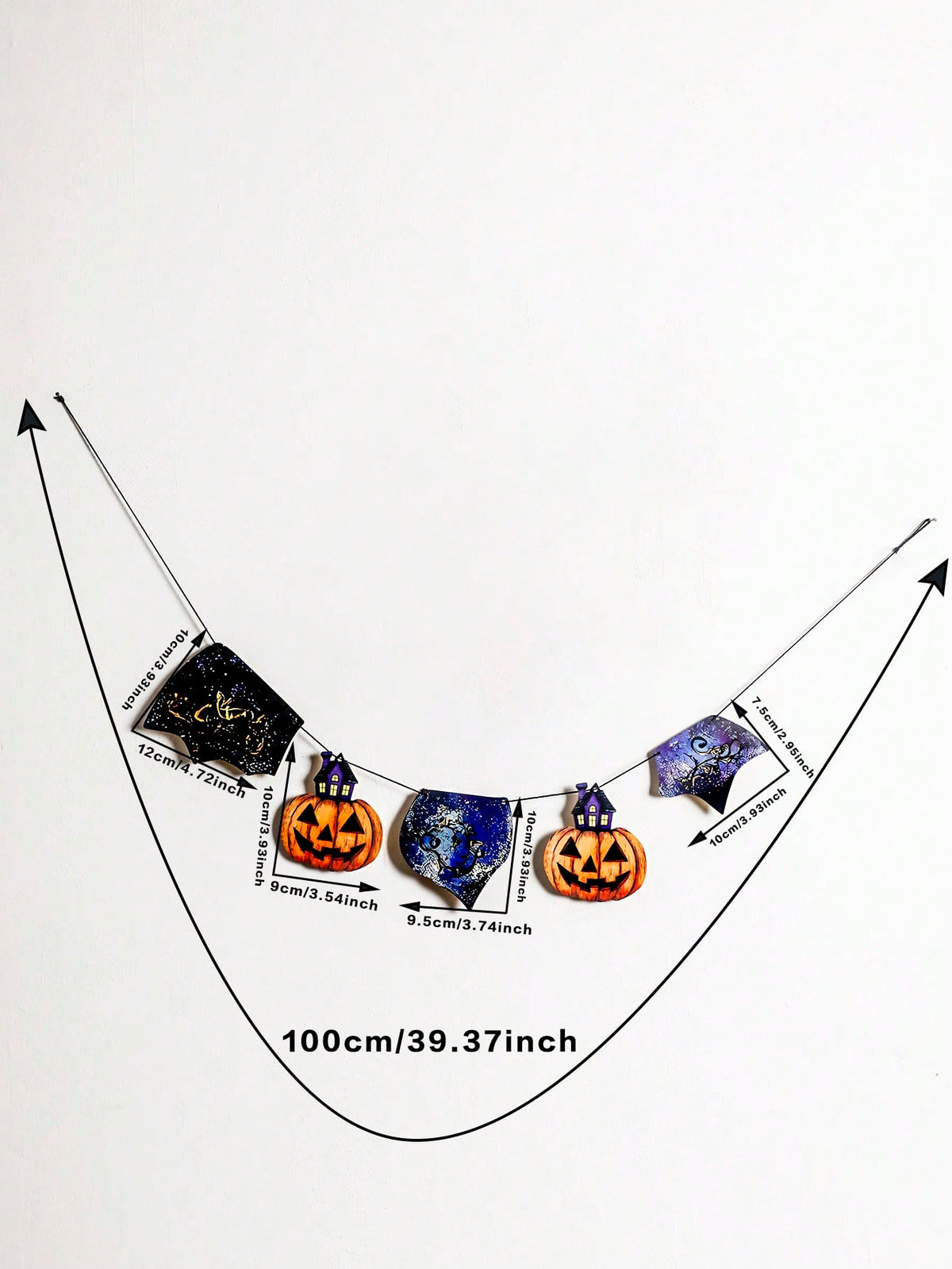 pumpkin bat moon Halloween banner - Pennant Garland option