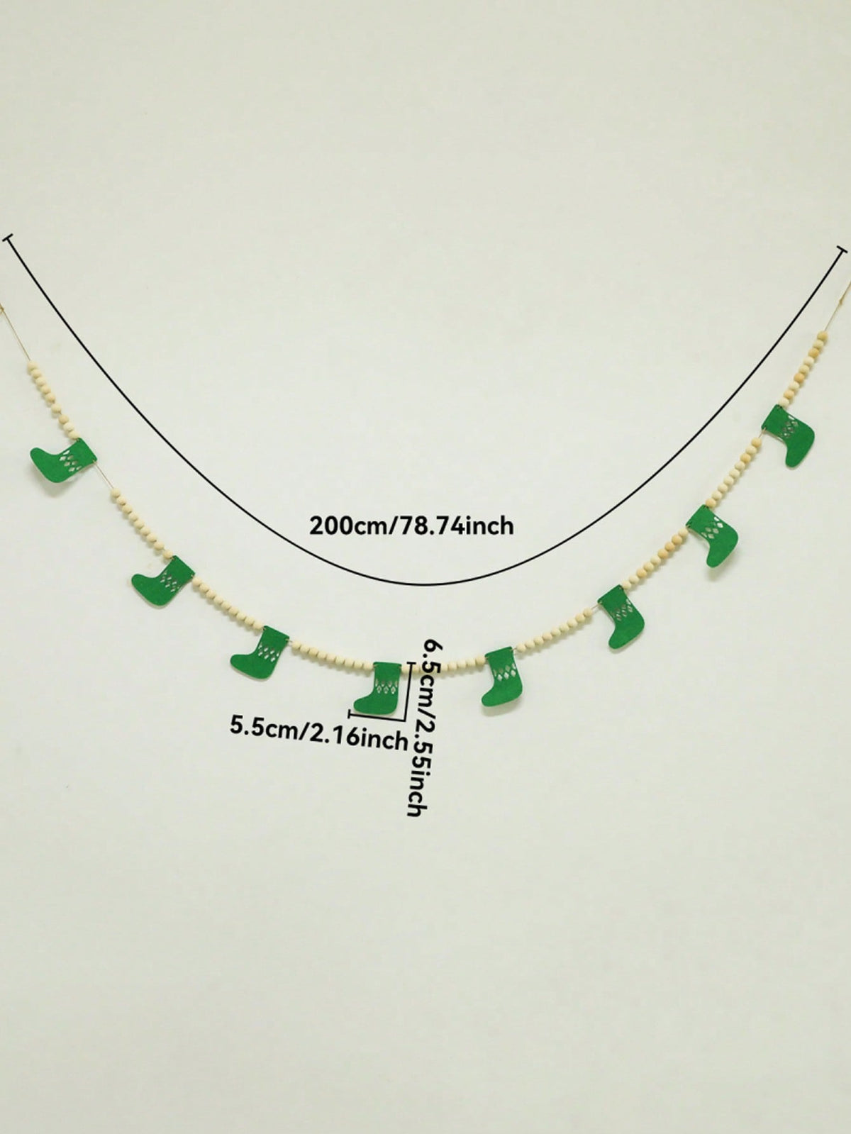 felt stocking bead garland - Green