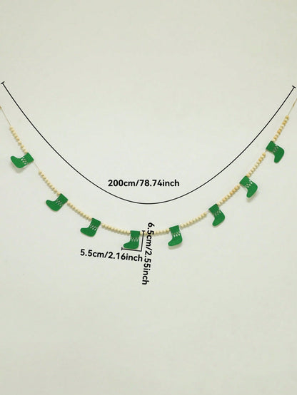 felt stocking bead garland - Green