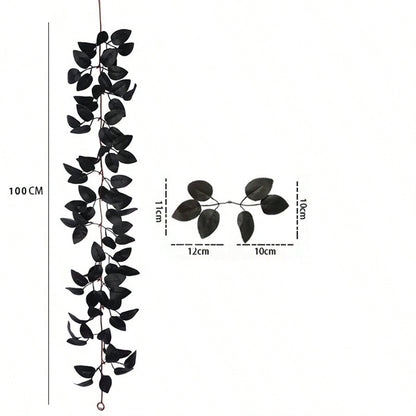 Halloween maple leaf garland black leaf vine style, about 100 cm