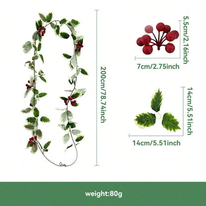 holly berry Christmas garland - Red Berry & Holly option