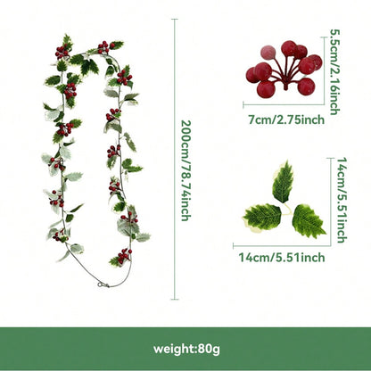 holly berry Christmas garland - Red Berry & Variegated Holly option