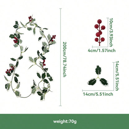 holly berry Christmas garland - Burgundy Berry & Holly option