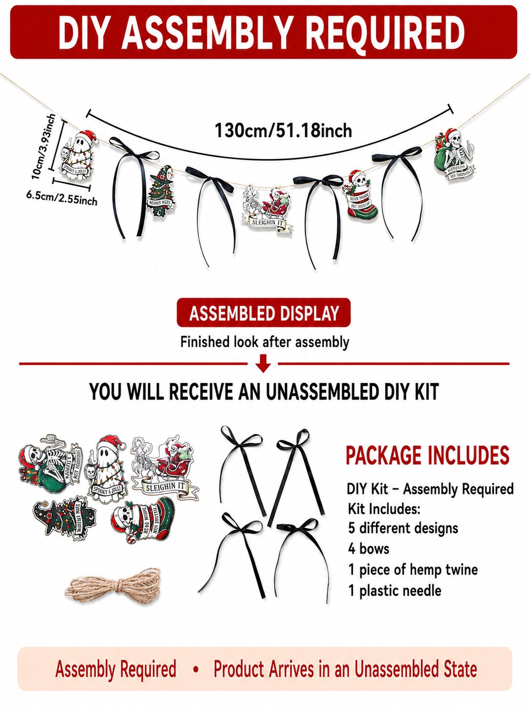 creepy Christmas skull ghost garland - Design B option