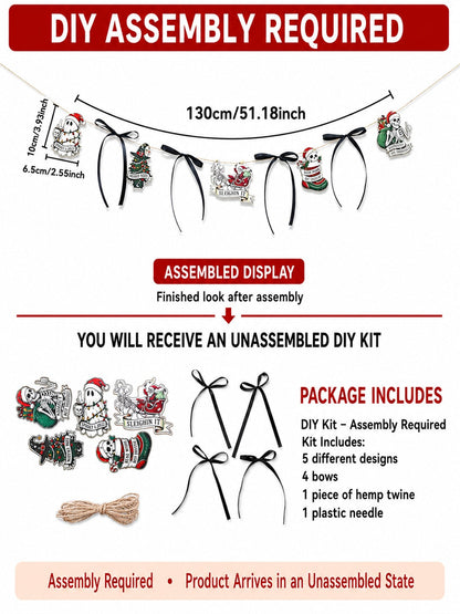 creepy Christmas skull ghost garland - Design B option