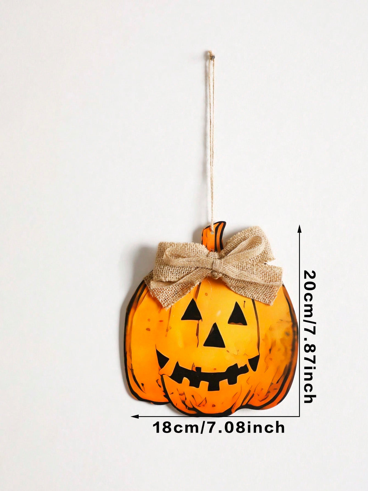 jack-o-lantern hanging sign - Yellow Pumpkin with Bow option