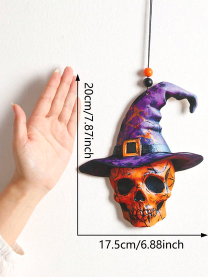 witch hat skull bat hanging decor - Witch Hat Skull option