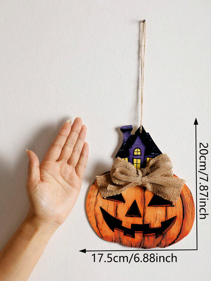 jack-o-lantern hanging sign - Witch Hat Pumpkin option