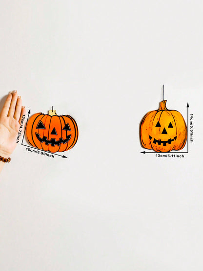 bat moon pumpkin Halloween door sign - 2 Pumpkins option