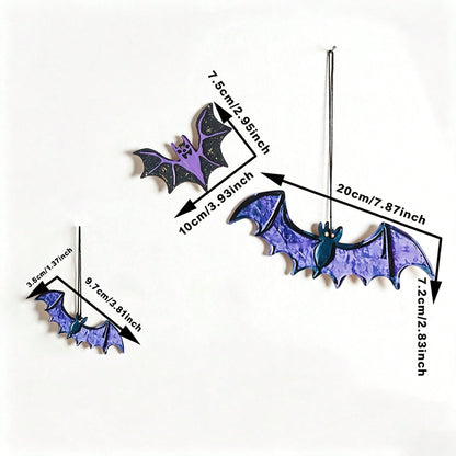purple bat moon Halloween hanging - 3 Bats option