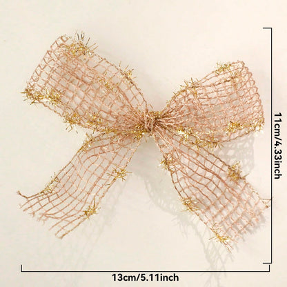 glitter mesh wine glass bows - Gold / 1 Piece