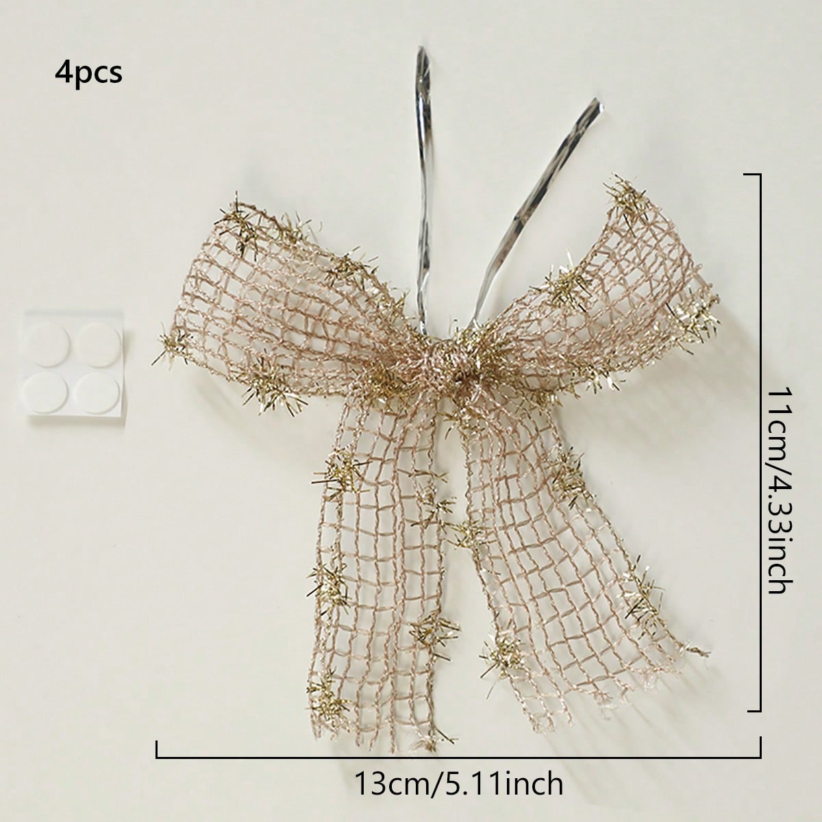 glitter mesh wine glass bows - Gold / 4 Pieces