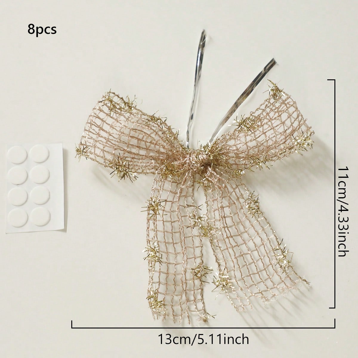 glitter mesh wine glass bows - Gold / 8 Pieces
