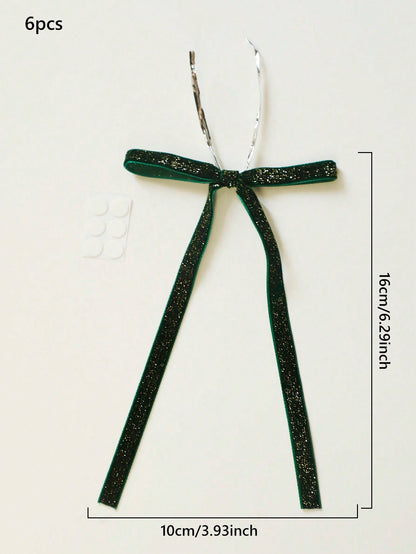 velvet wine glass bows - Green / 6 Pieces