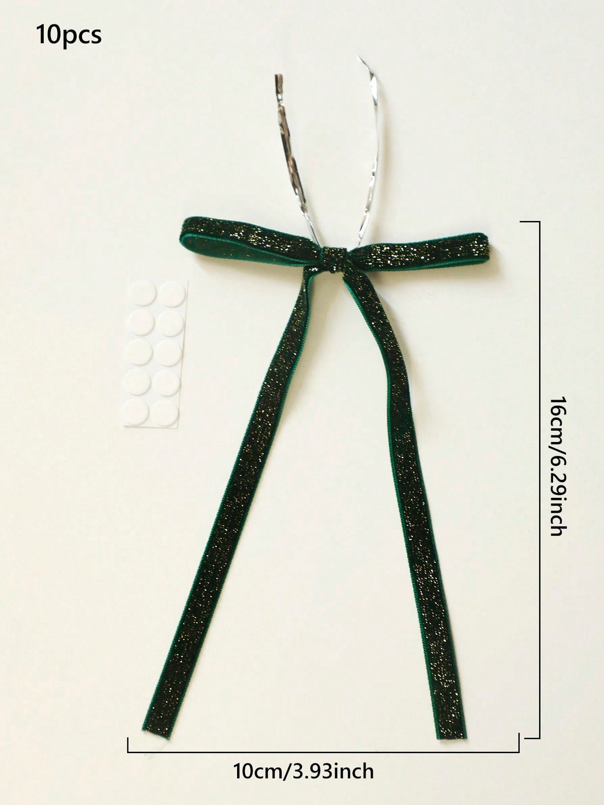 velvet wine glass bows - Green / 10 Pieces