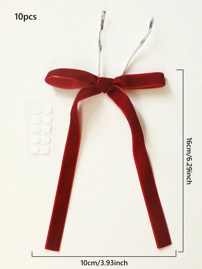 velvet wine glass bows - Burgundy / 10 Pieces