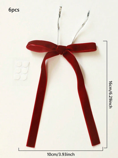 velvet wine glass bows - Burgundy / 6 Pieces