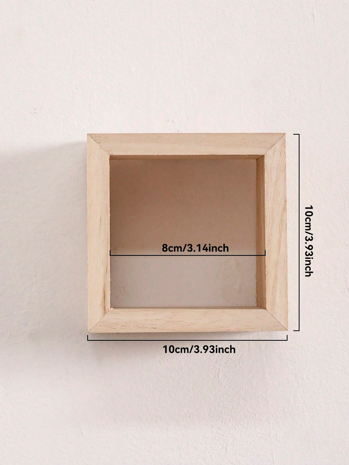 square wood shadow box shelf - 10 x 10 cm option