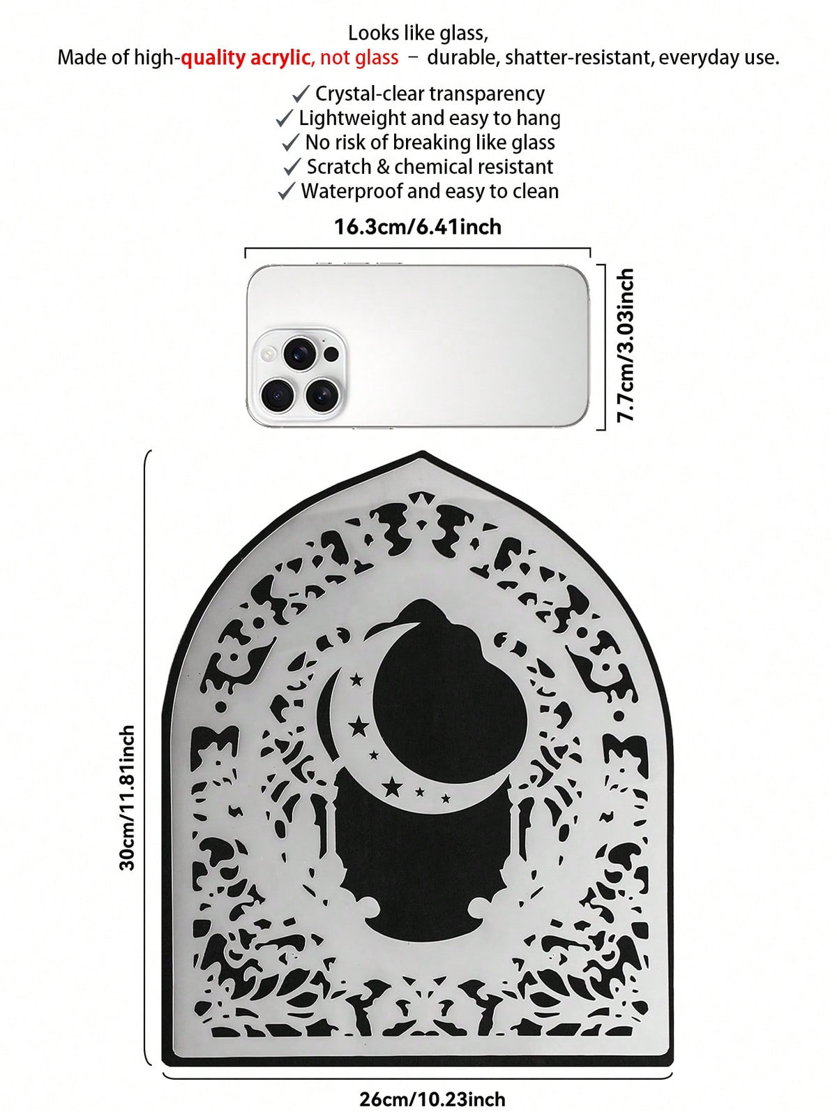 Islamic arch mirror wall art - Silver / Moon & Dome