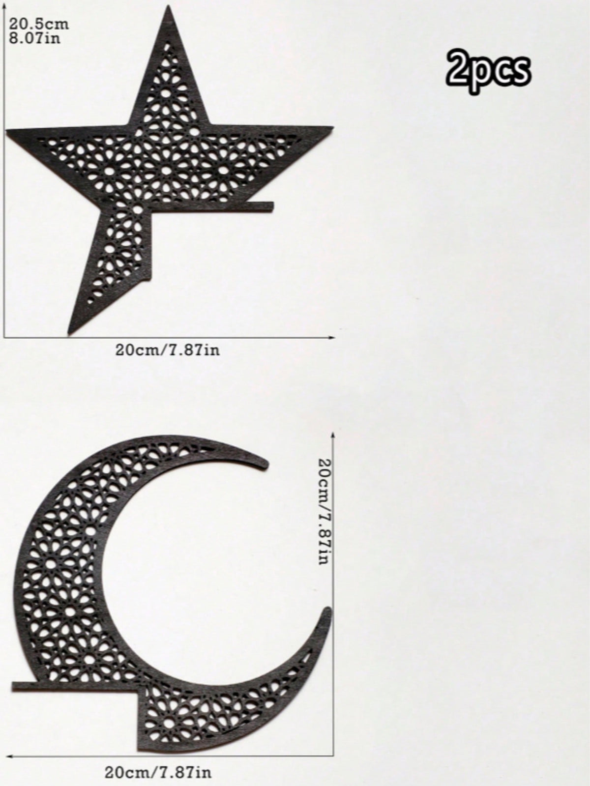 filigree crescent and star door corner decor - Set of 2 (Moon + Star)