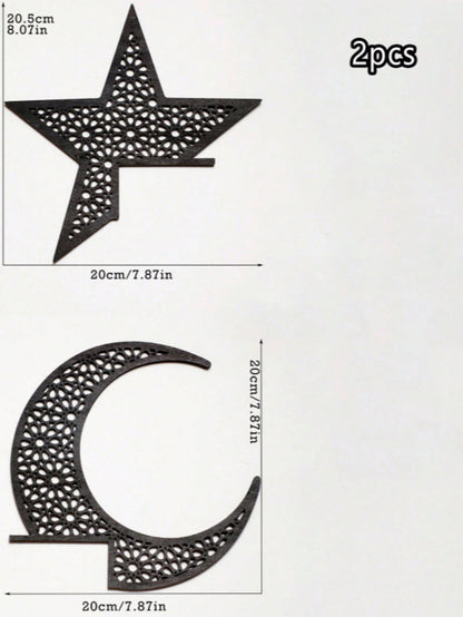 filigree crescent and star door corner decor - Set of 2 (Moon + Star)