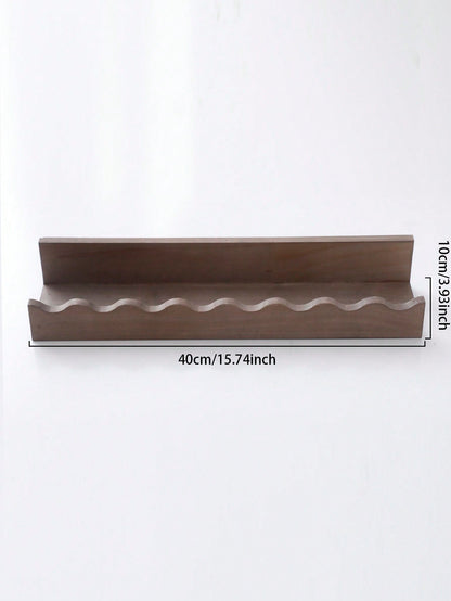 wavy edge floating wall shelf - Brown