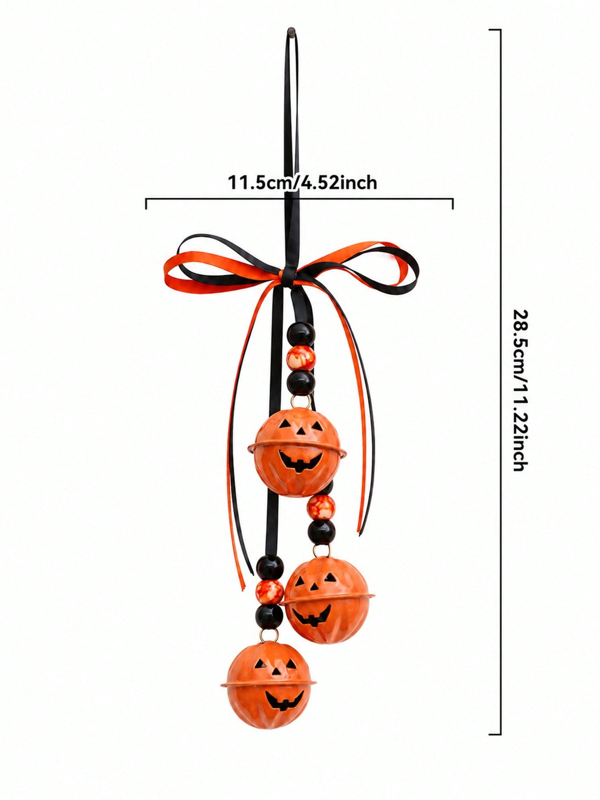 jack-o-lantern bell hanger - Ribbon Bow, 3 Bells option