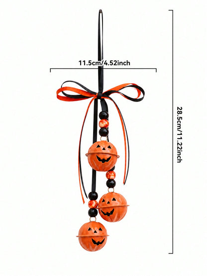 jack-o-lantern bell hanger - Ribbon Bow, 3 Bells option