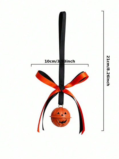 striped bow pumpkin bell hanger - Small Bow, 1 Bell option