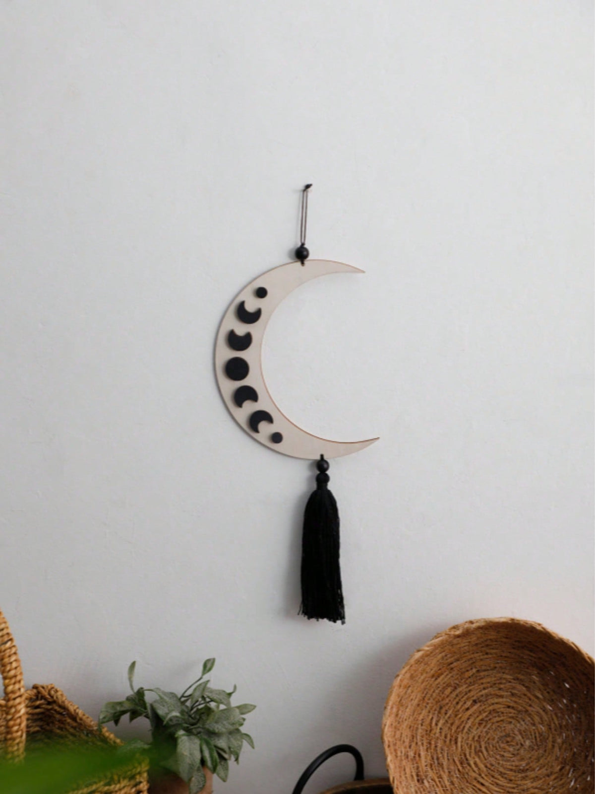 crescent moon phase tassel wall hanging - Crescent Moon