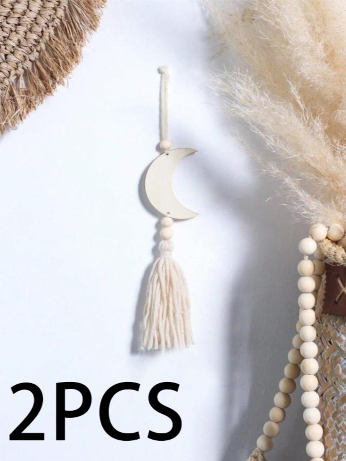 crescent moon and star tassel wall hanging - Set of 2 Moons