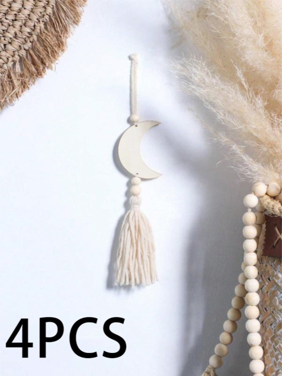 crescent moon and star tassel wall hanging - Set of 4 Moons