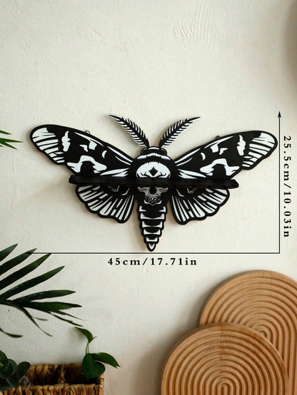 death's head moth wall shelf - Black & White