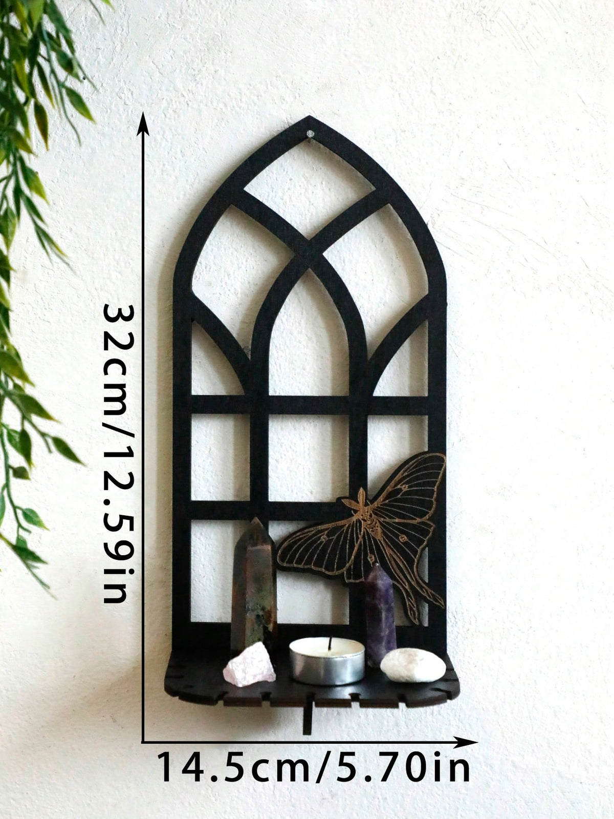 gothic window crystal wall shelf - Arch Window option
