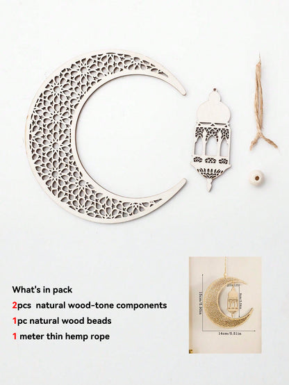 floral crescent moon and lantern wall hanging - Crescent Moon