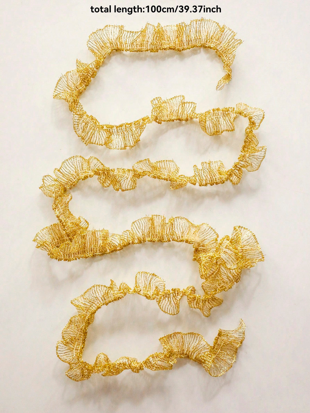ruffled mesh ribbon garland - Gold / 1 m